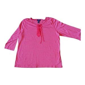 CHAPS‎ STRIPED LACE UP TOP 3X